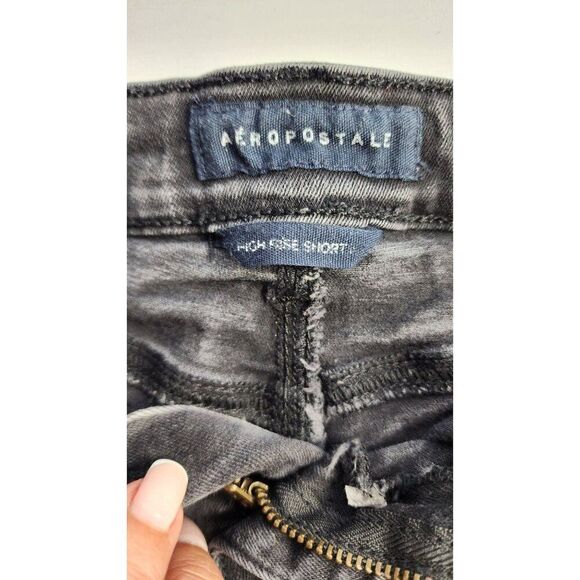 Aeropostale High Rise Distressed Shorts Black Size 0 - Picture 7 of 7